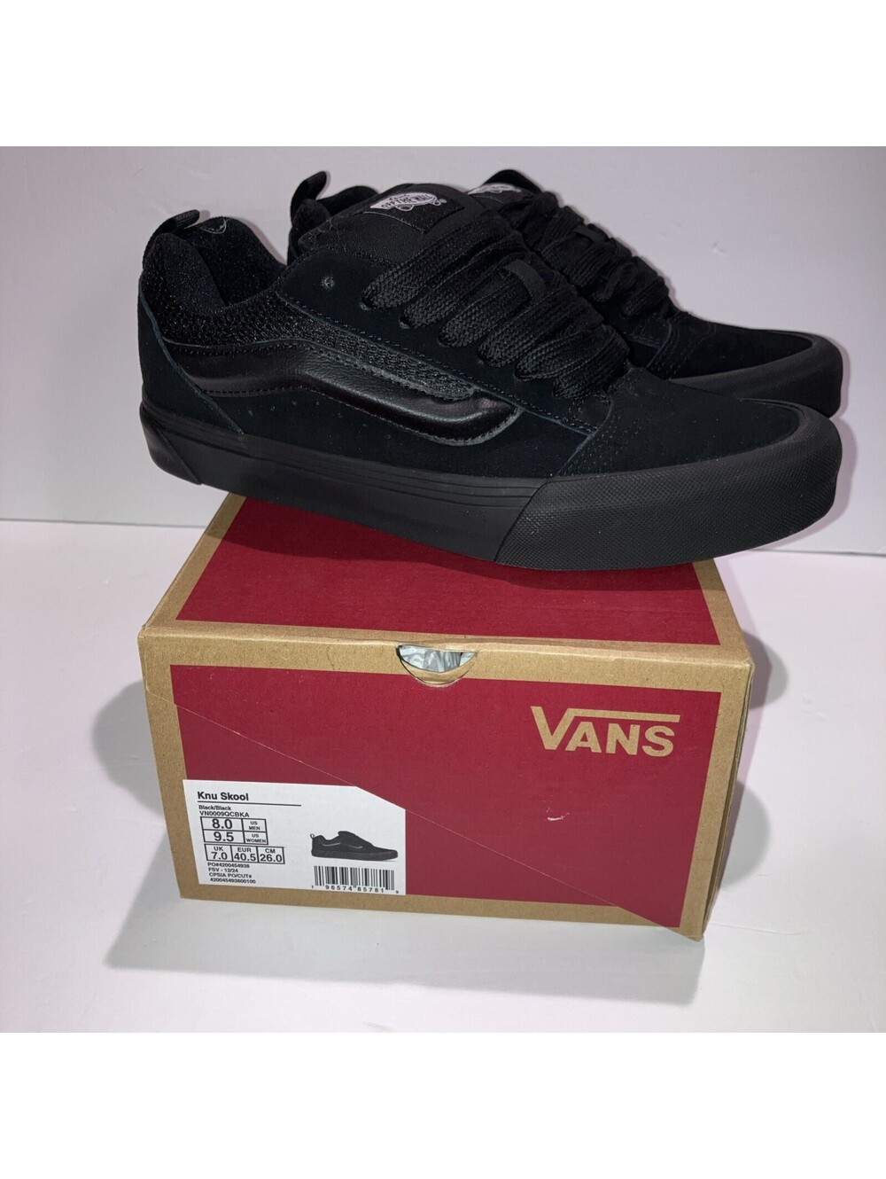 VANS Knu-Skool Sneakers US Men's SIZE 8 Women’s 9.5 Triple Black VN0009QCBKA NEW